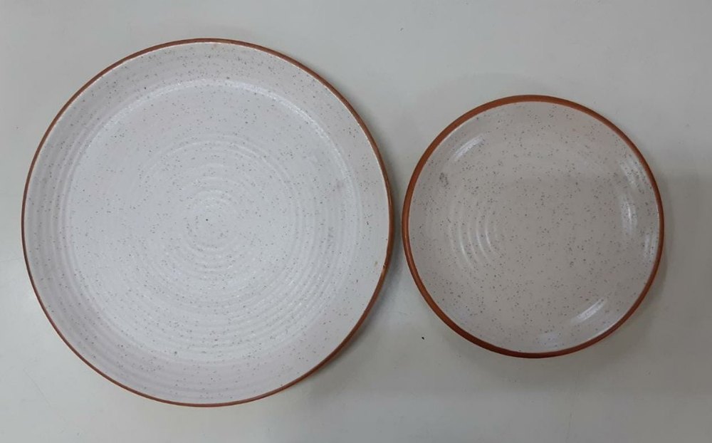 BS Stone Ware Stonewrae 7 Ribbed Plate Cream Beige Colour, For Hotel