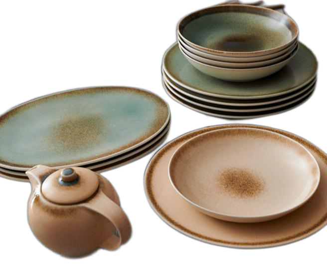 Round Brown porcelain plate 10 inch with bowl