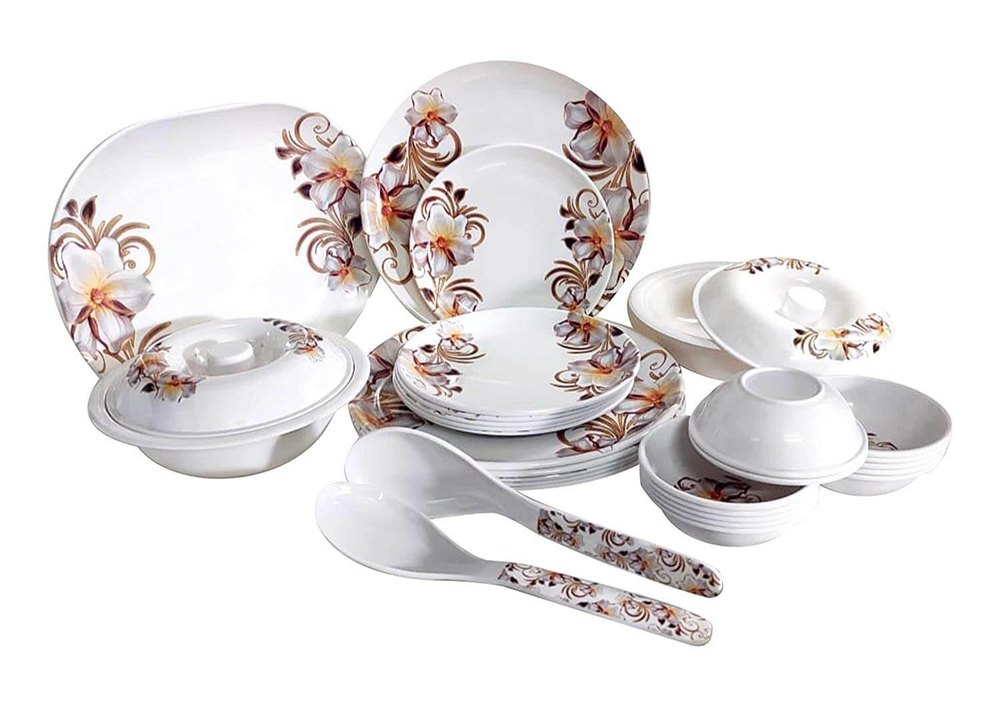 Round 32 Pcs Melamine Dinner Set (White Fairy)