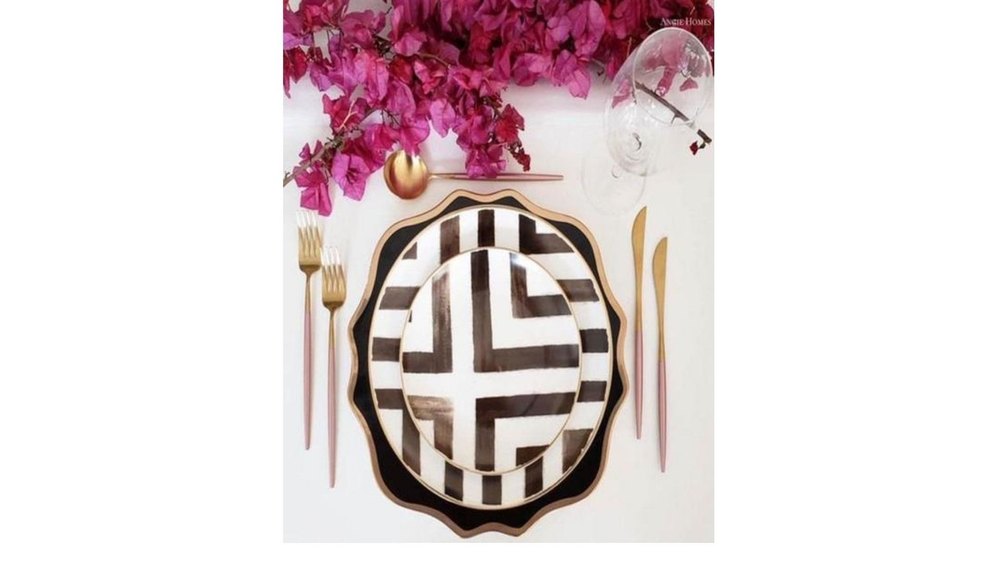 Angie Homes Kamik Black & White Dinner Set, For Home