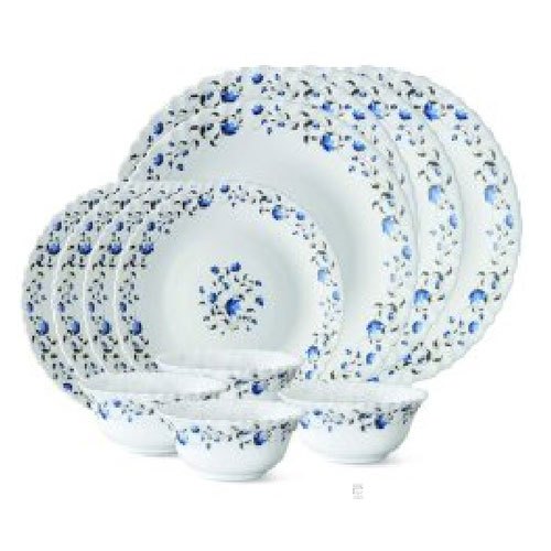 White Borosil Larah Opalware Microwave Dinner Set 33PC for Home