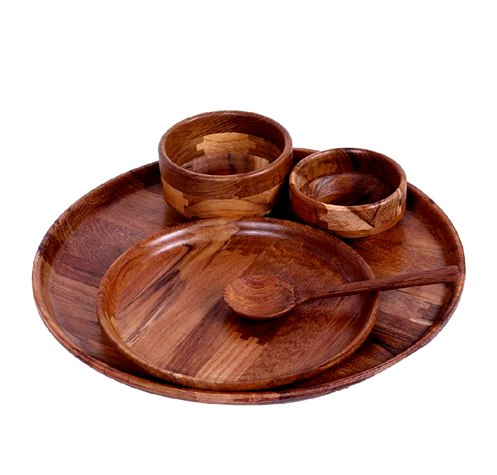 Brown Wooden Dinner Set, For Home, 5
