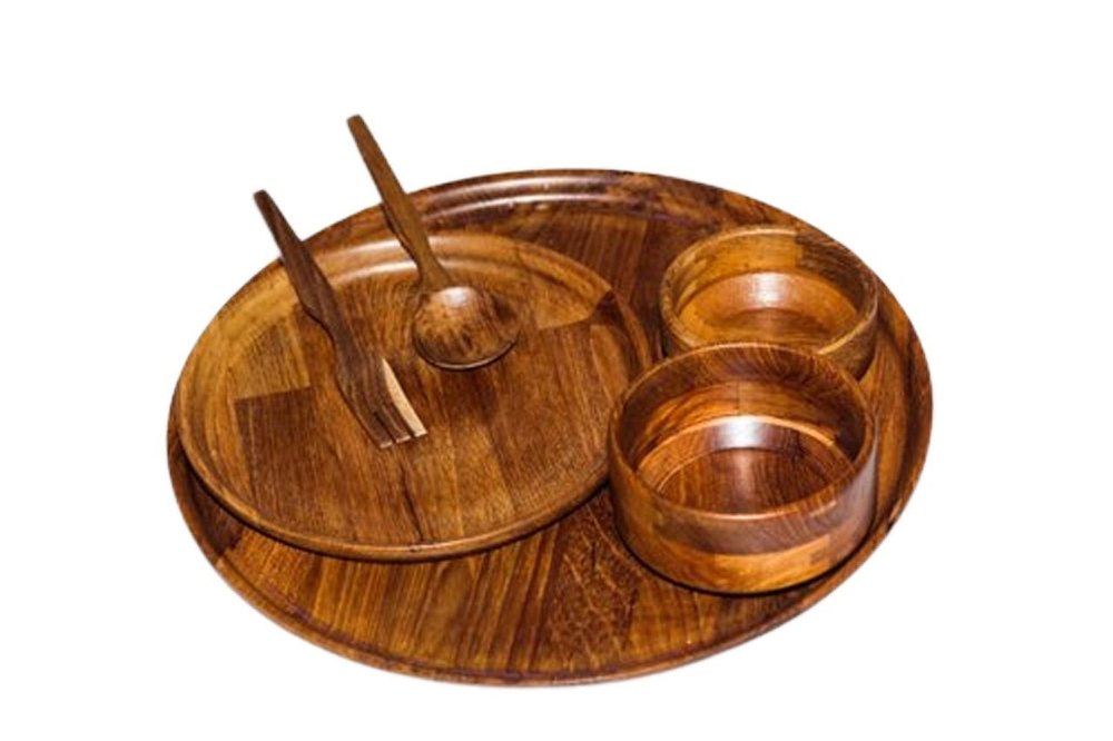 Brown Wooden Serving Diner Set, For Home