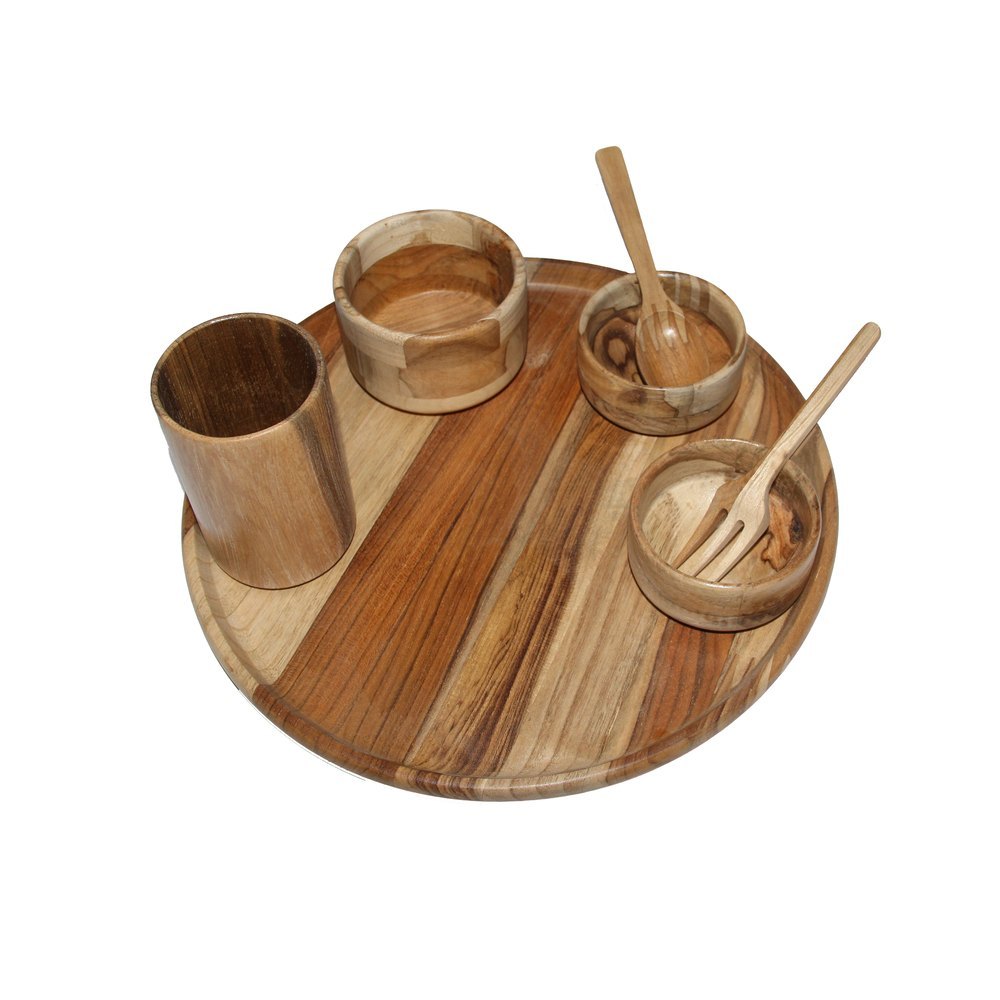 Brown Wooden Dinner Set, For Restaurant, 7