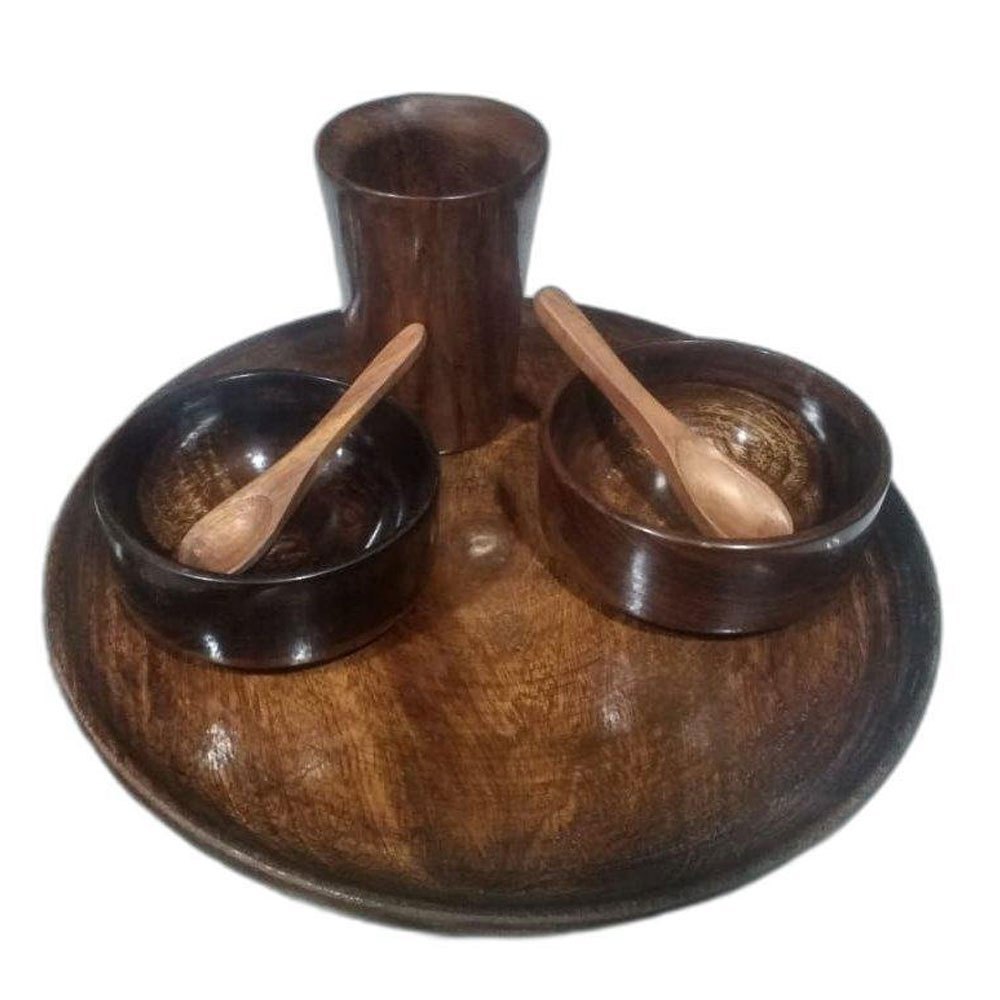Brown Wooden Dinner Set, For Home, 6