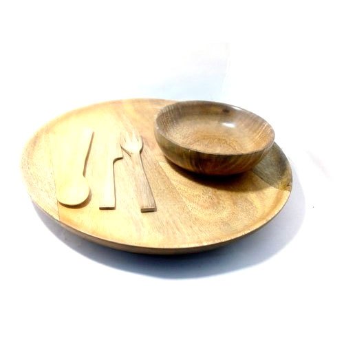 TWH Round Wooden Dinner Set, For Home, 5