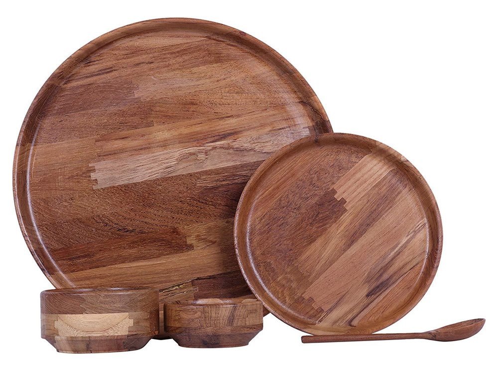 Wooden Brown Dinner Set, Size: 12 Inch