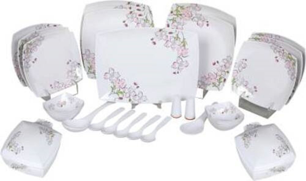 White Melamine Balaji Tiara Square T8 Dinner Set, For Home, 33 Pieces