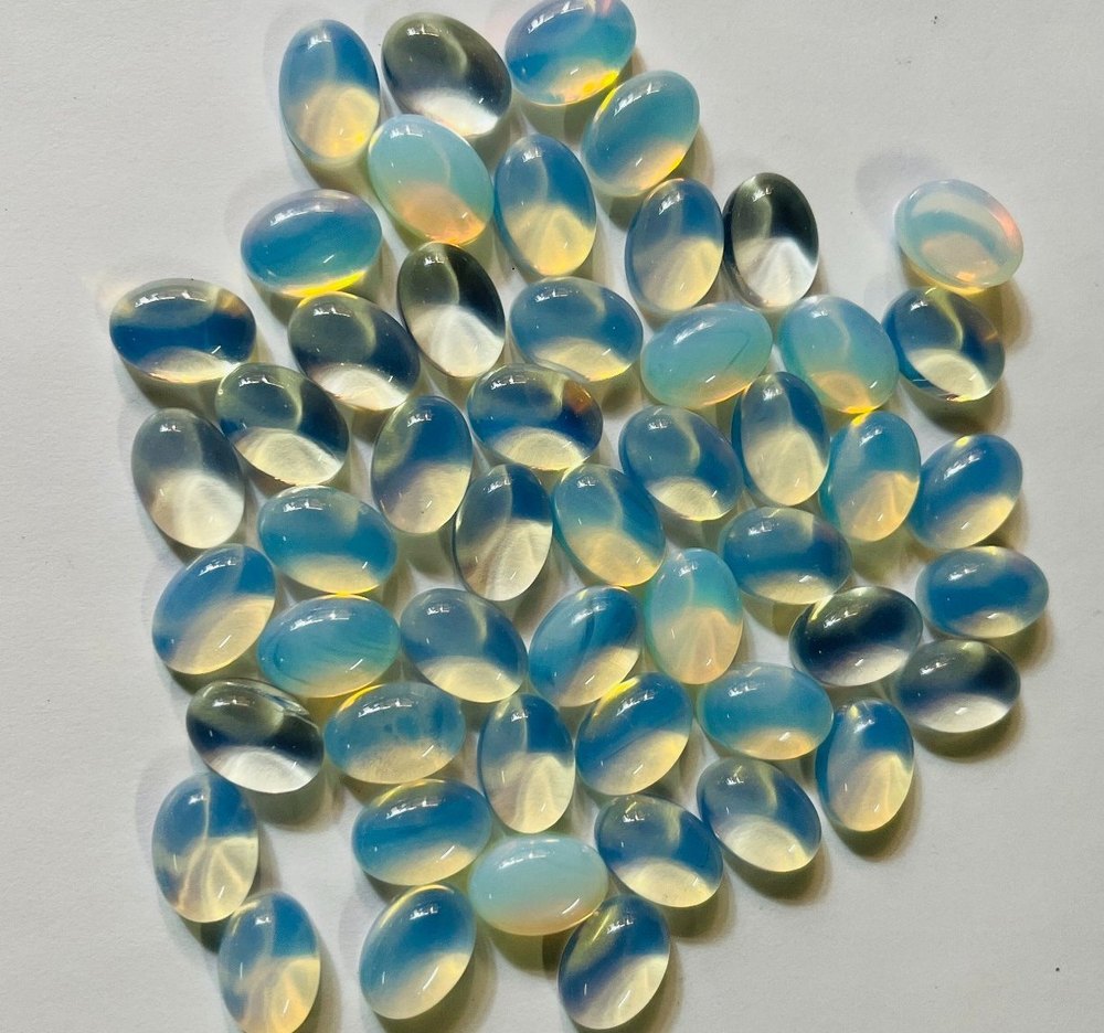 Oval Blue Opal Glass For Jewellery, Carat: 2 Carat