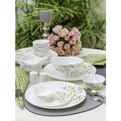 Multicolor Opal Glass LaOpala 47 Pcs Lush Green Dinner Set