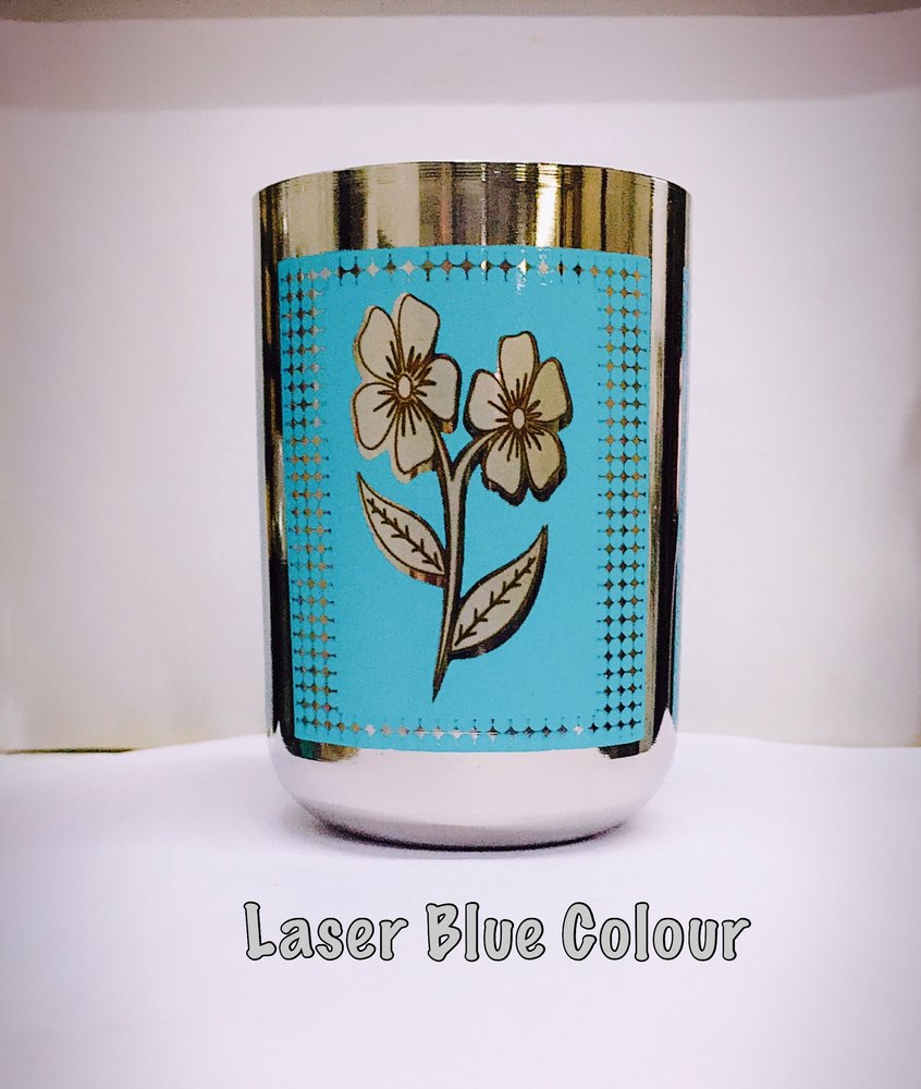 Stainless Steel Laser Blue Color Ss Drinking Glass, Mirror Polish, Capacity: 200 ml
