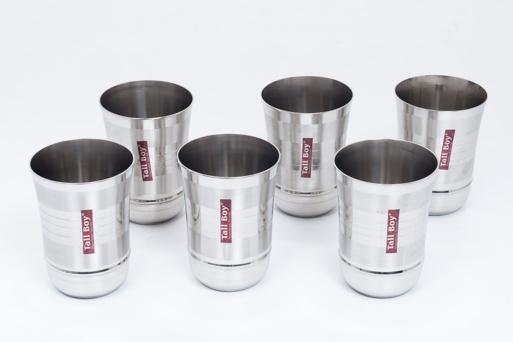 TALLBOY Steel Glass Set Of 6, Mirror And Matt, for Hotel/Restaurant