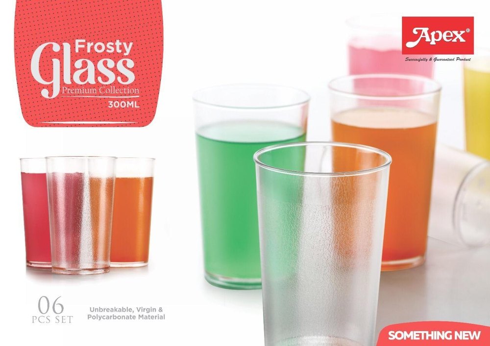 Transparent Frosty Polycarbonate 6 Pcs Glass set, For Kitchen, Capacity: 300 Ml