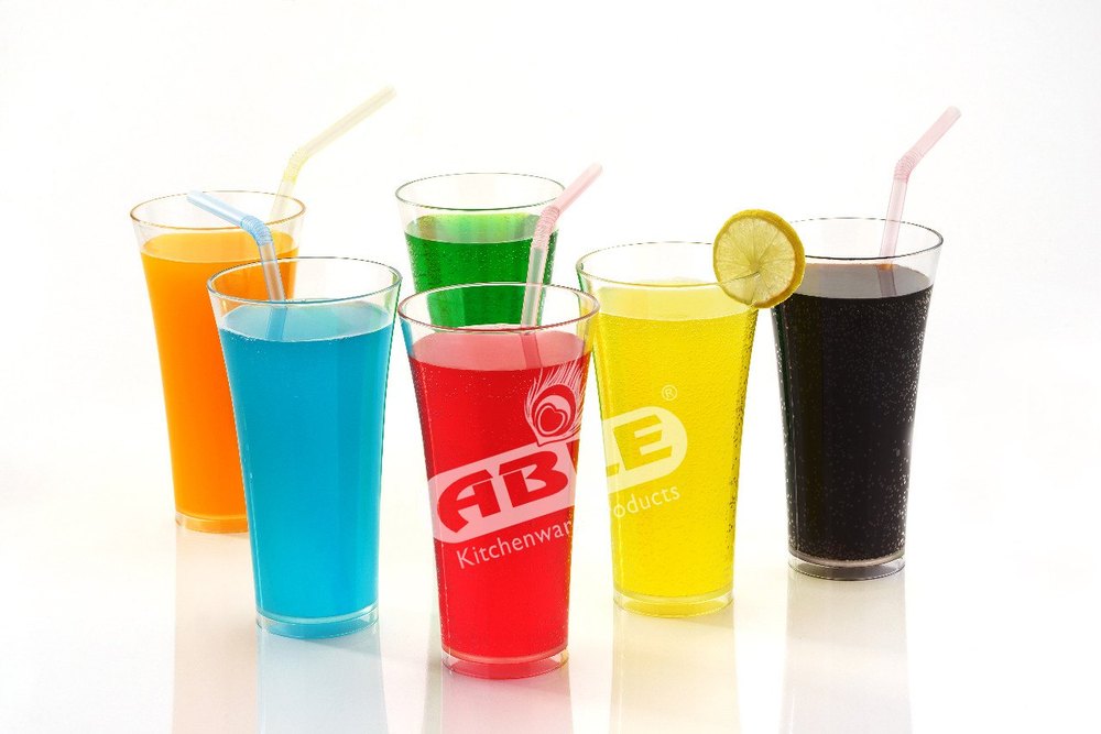 Multicolor Plastic Clear Glass 300ml 6 Piece Set, For Home