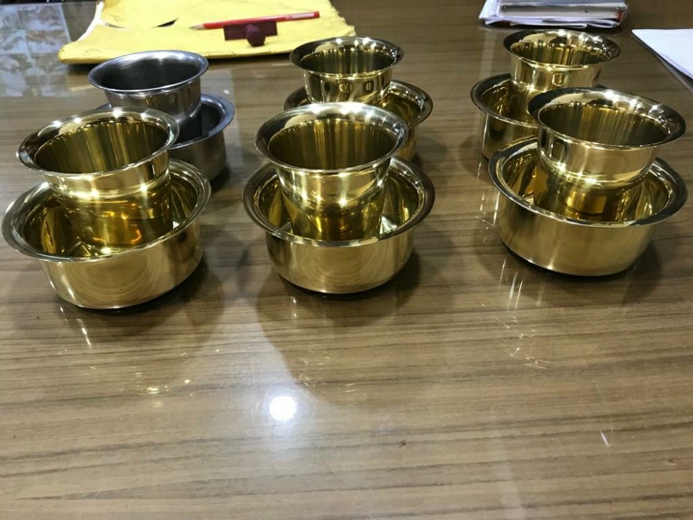 2 south indian brass coffee dabara, Shape: Oval, Size: 4 Inches
