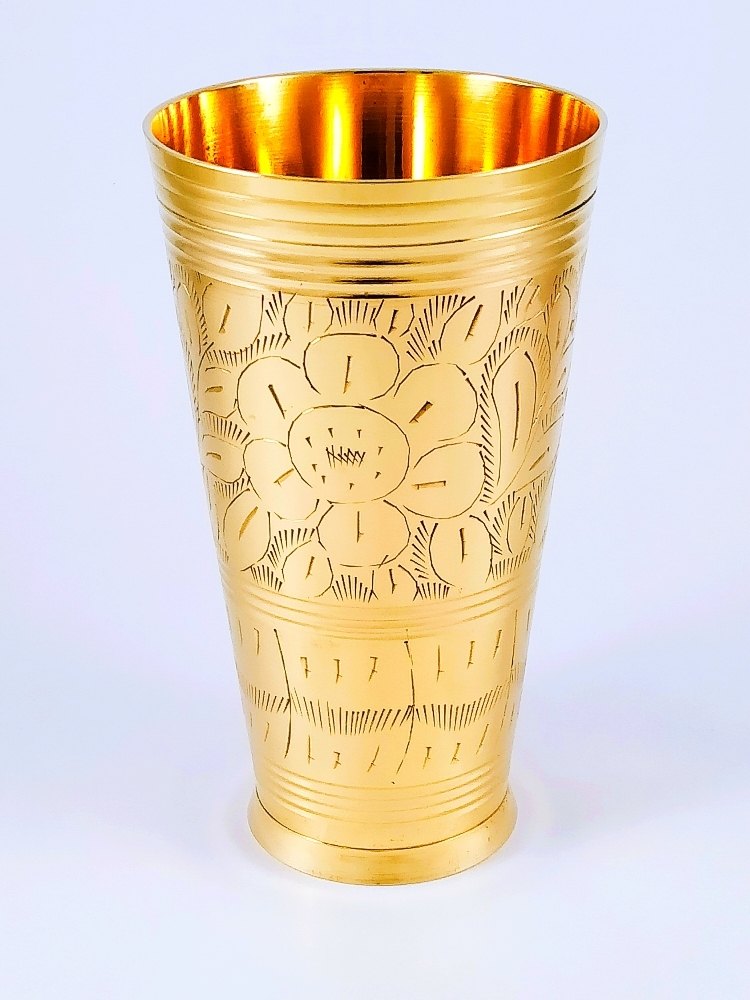Brass Glass, Shape: Cylindrical, Size: 6.5 Height