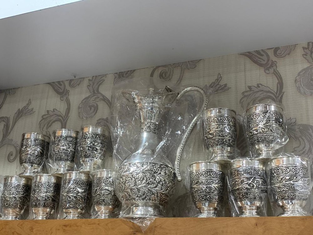 Polished Silver Jug Glass Set, Size: 12 Inch