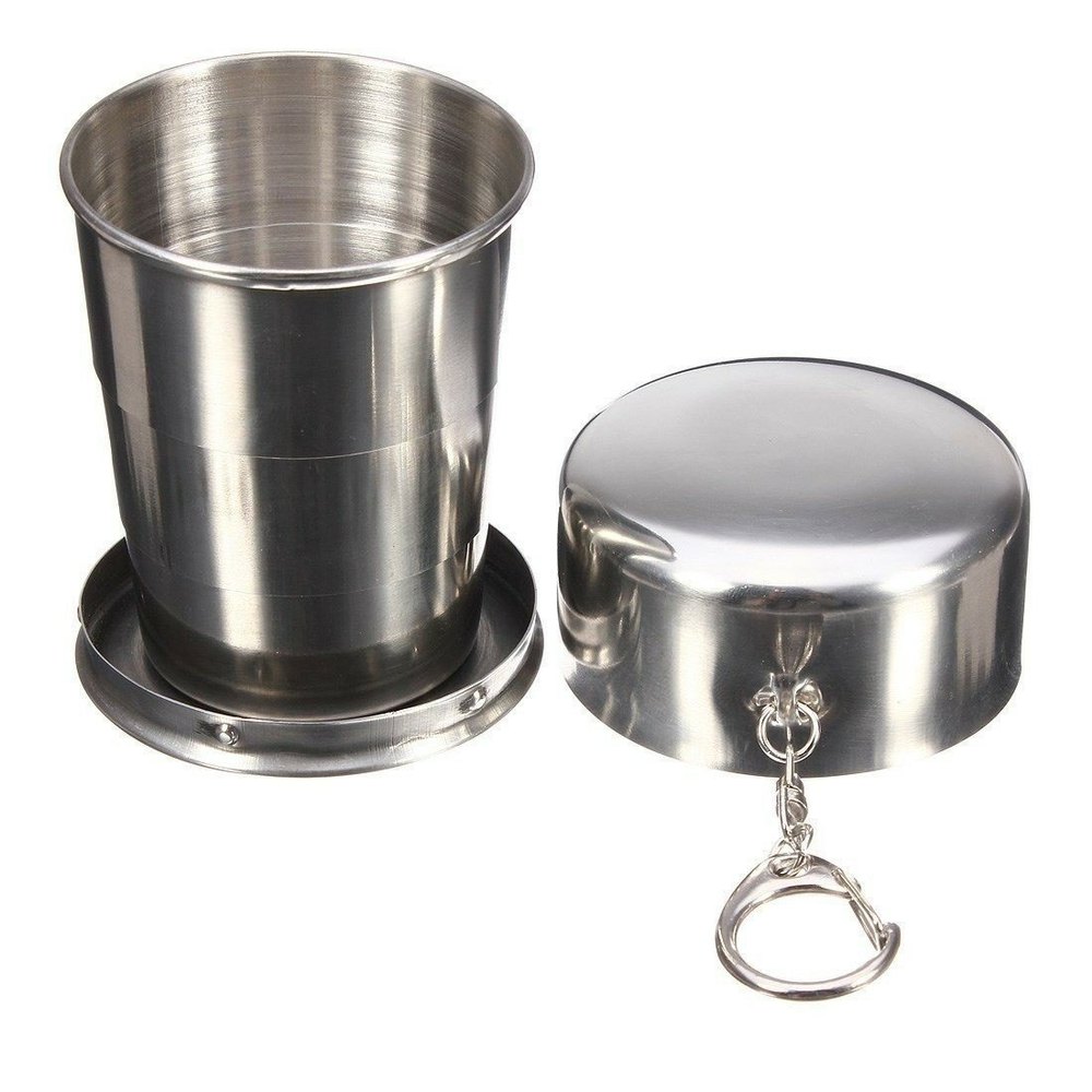 Round Silver Folding Steel Glass, For Home, Capacity: 150 ml