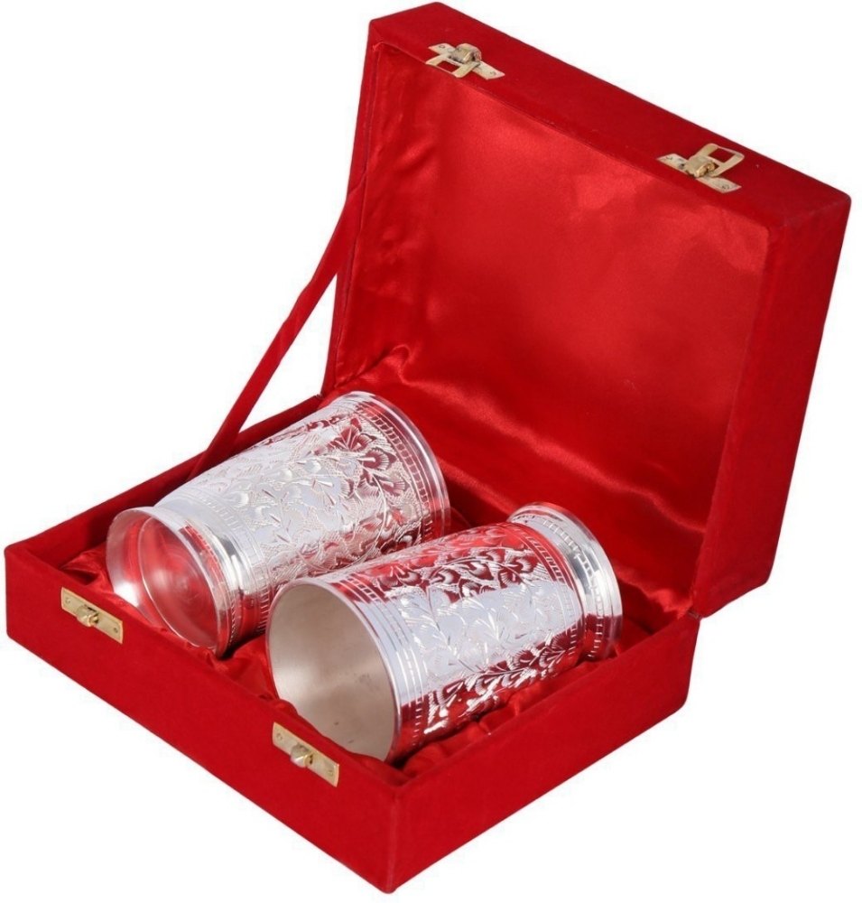 German Silver plated Glass Set With Velvet Box, Size: 250ml