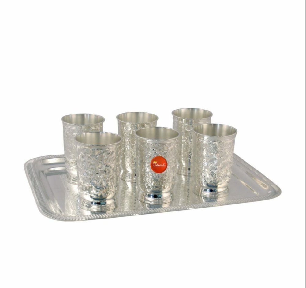 Silver Plated Brass Glass Set