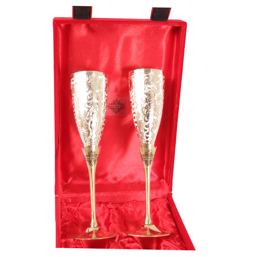 Indian Art Villa Silver Plated Champagne Wine Glass Set