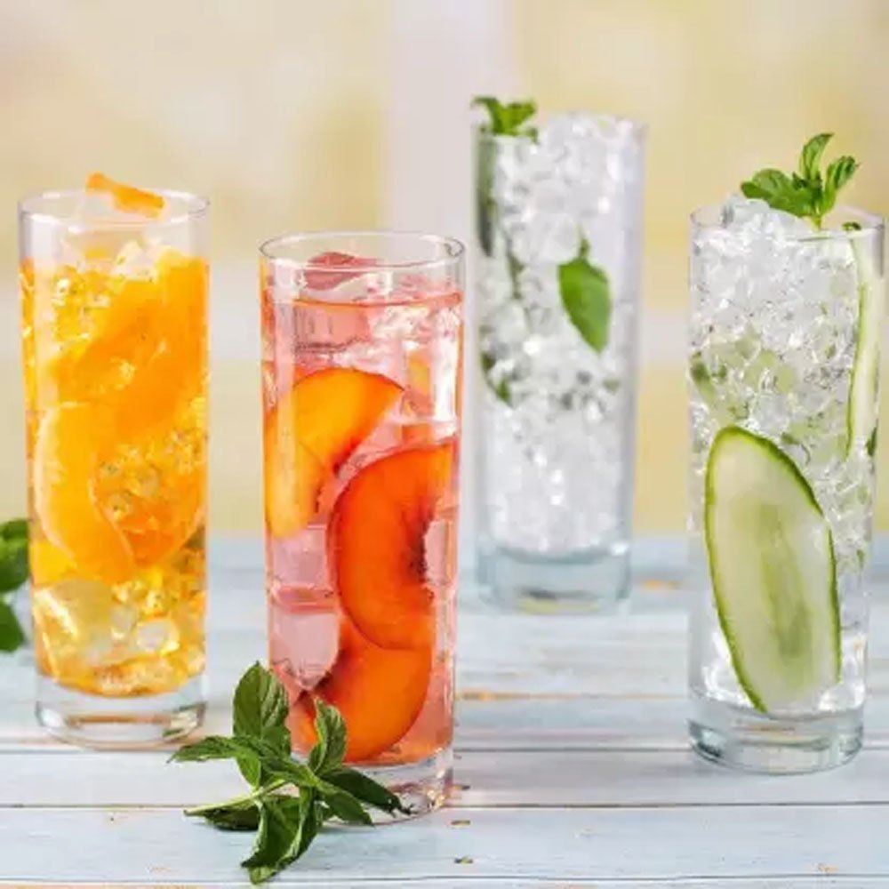 Transparent Highball Glasses with Heavy Base Clear Drinking Glasses Set, Capacity: 290 ml