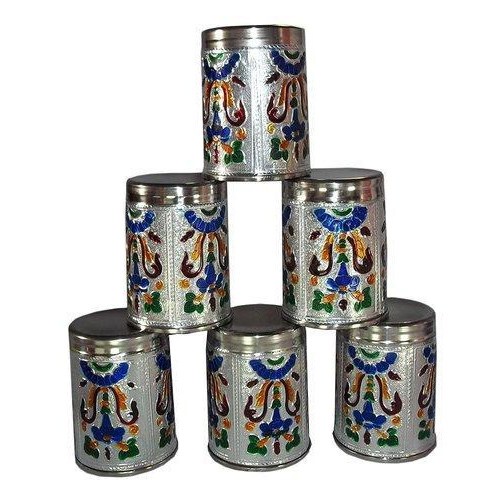 Metal Flower Designed Stainless Steel Meenakari Glass, Size: 77 X 20 X 50cm