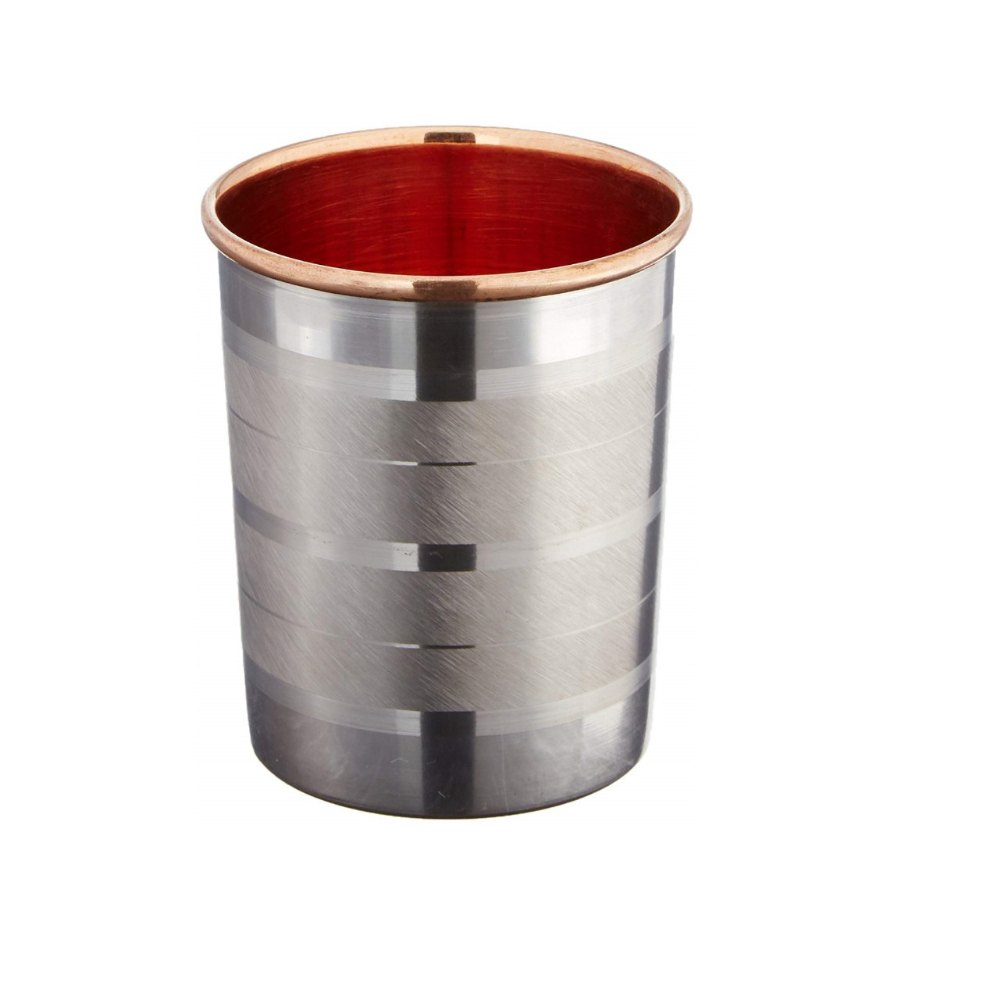 For Drinking Water 250 Ml Outside Steel Inside Copper Glass