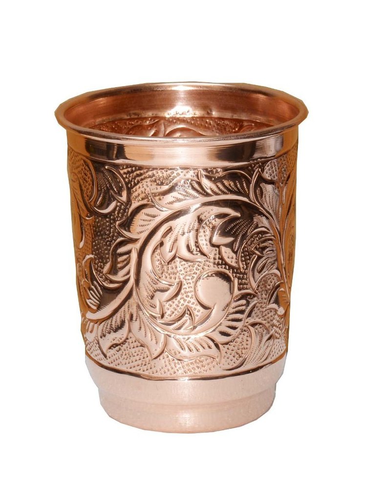 Hammered Round 4.5 Inch Copper Glass, For Home, Capacity: 400 Ml