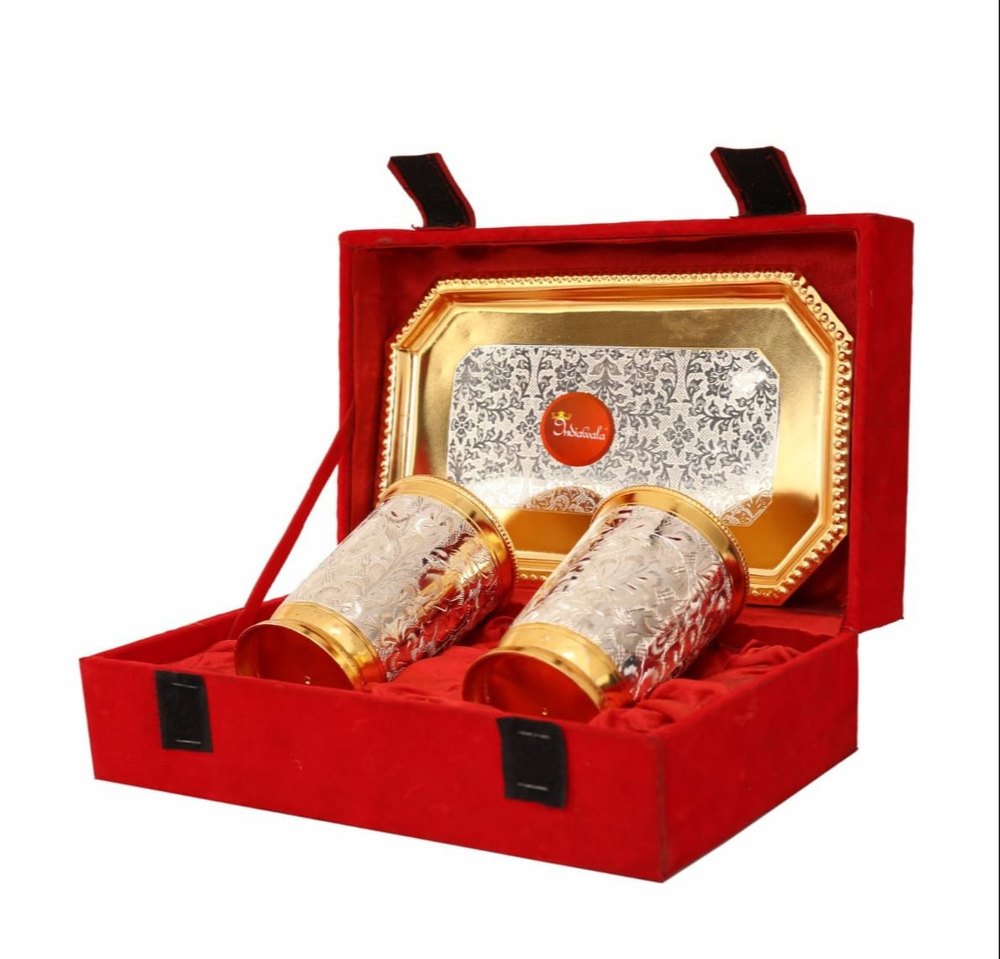 Designer Brass Glass Set