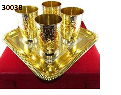 Gold Plated Brass Four Glass, Size: 5