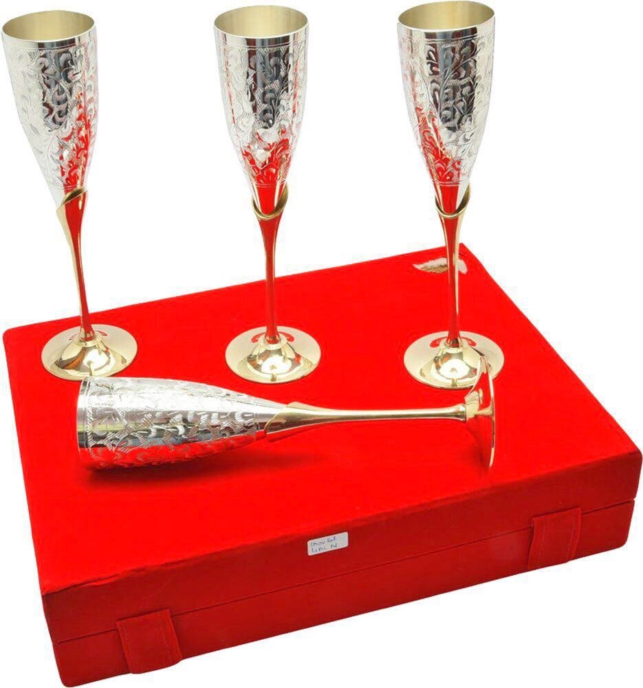 Silver Gold Plated Glass Set, Size: 6