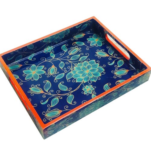 Pink Knots Handicraft Tray, Shape: Rectangle, Size: 10x8x1.5