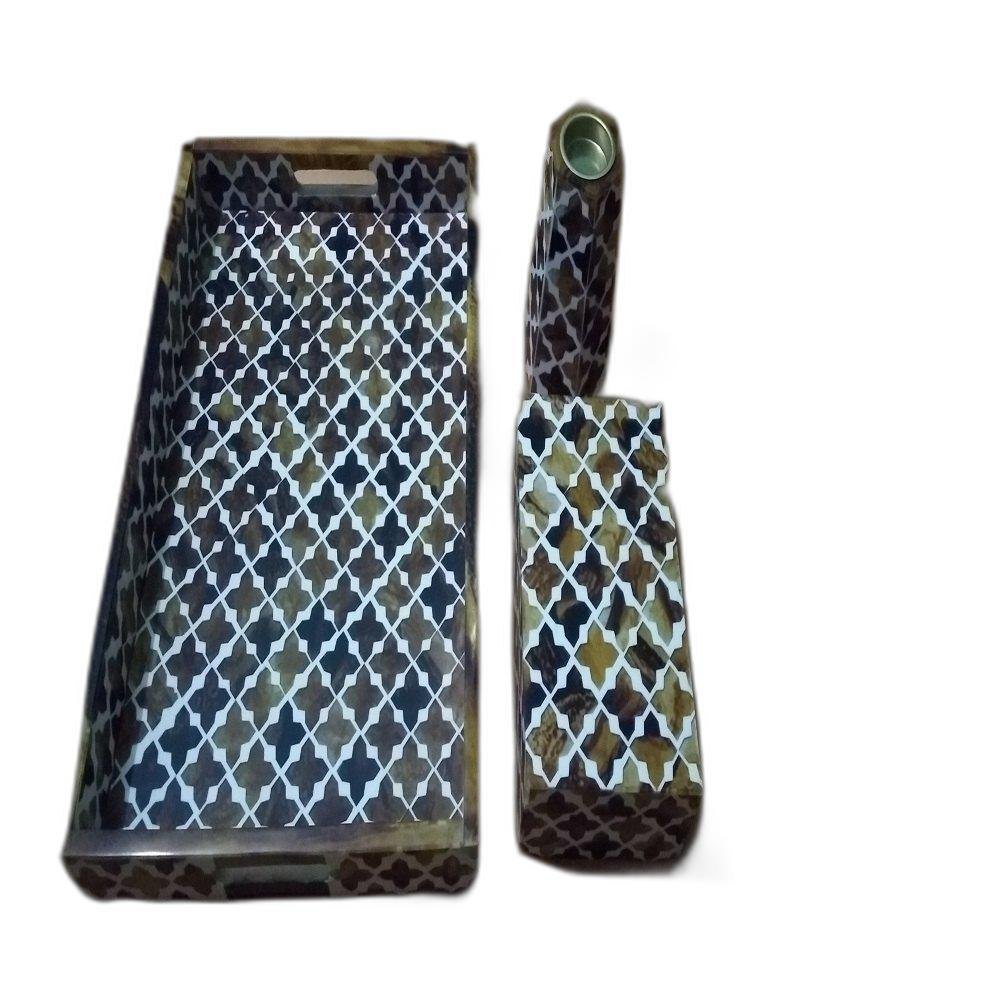 Brown Resin Tray Set, Shape: Rectangle, Size: 14*12 Inches