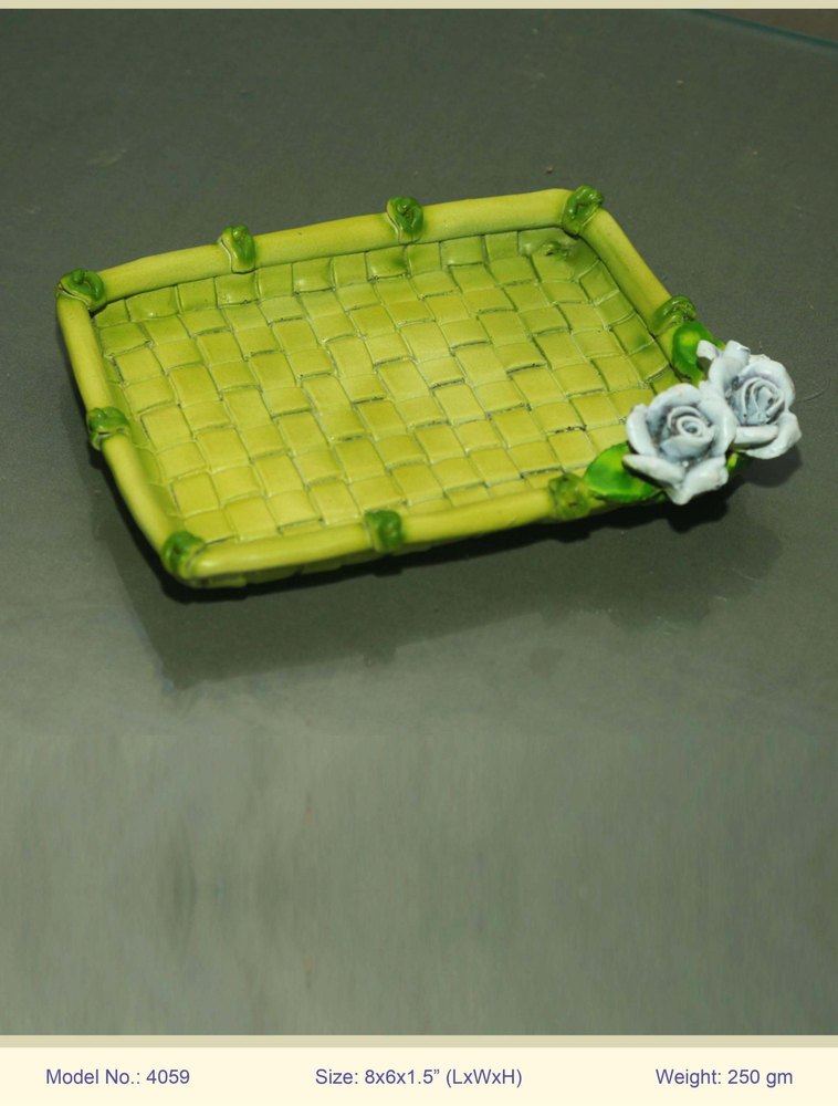 polyresin Antique Serving Tray., Shape: Rectangle, Size: 8 X 6 X 1.5 Inch