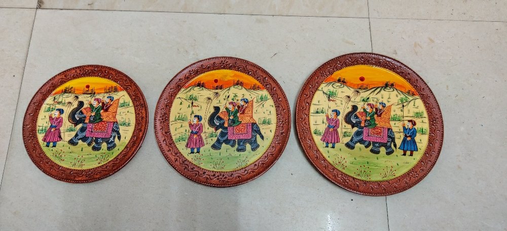 Wooden Round Serving Hand Painting Tray Set for Home