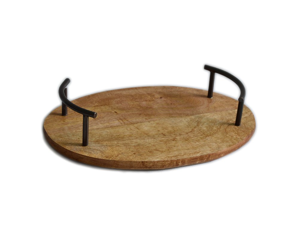 MKI Wooden Tray with Metal Handles