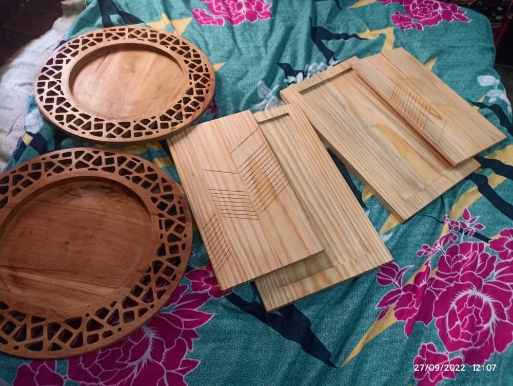 Customized Wooden Serving Tray Arabic Style Platter For Home Hotel Restaurant