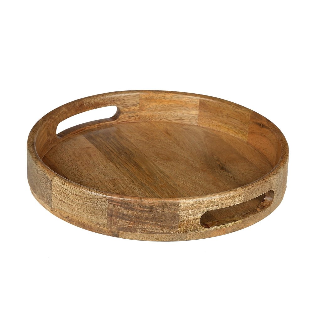 THG Handmade Wooden Serving Trays, Shape: Circular, Size: 15 Inch