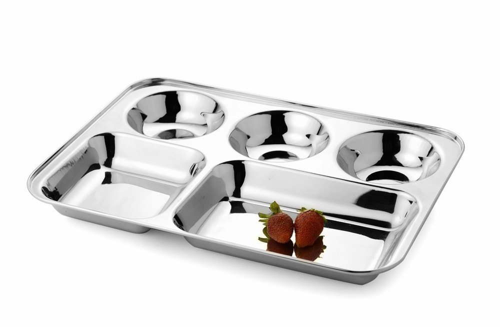 Silver Rectangular SS Mess Plate