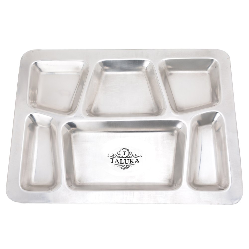 Metal Stainless Steel Rectangular Compartment Tray, For Home, Number Of Compartments: 6
