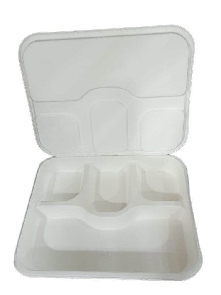4 Compartment Bagasse Meal Tray, For Event And Party Supplies, Size: 12x14x3 Inch