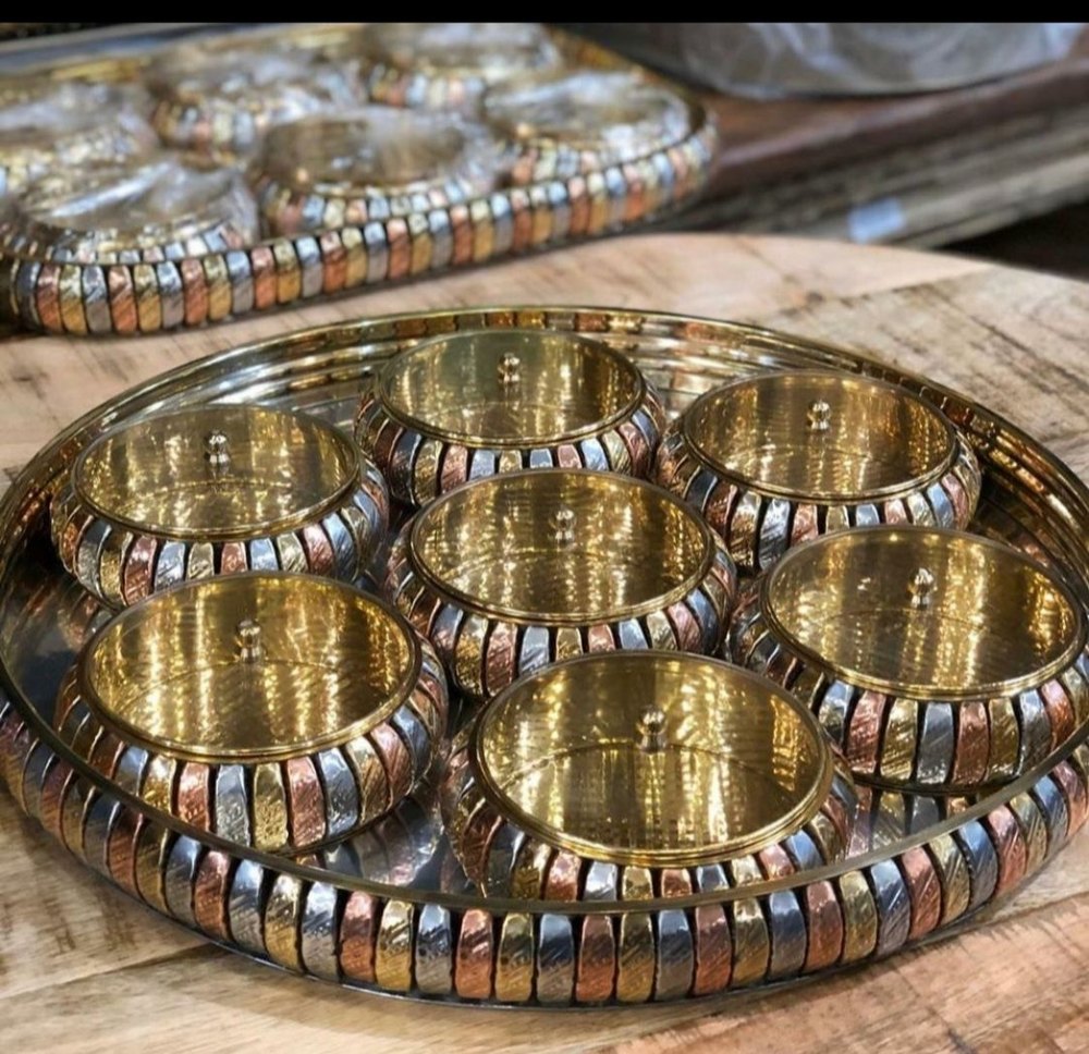 Brass Bowls Dry Fruit Tray, For Home, Size: 12x12