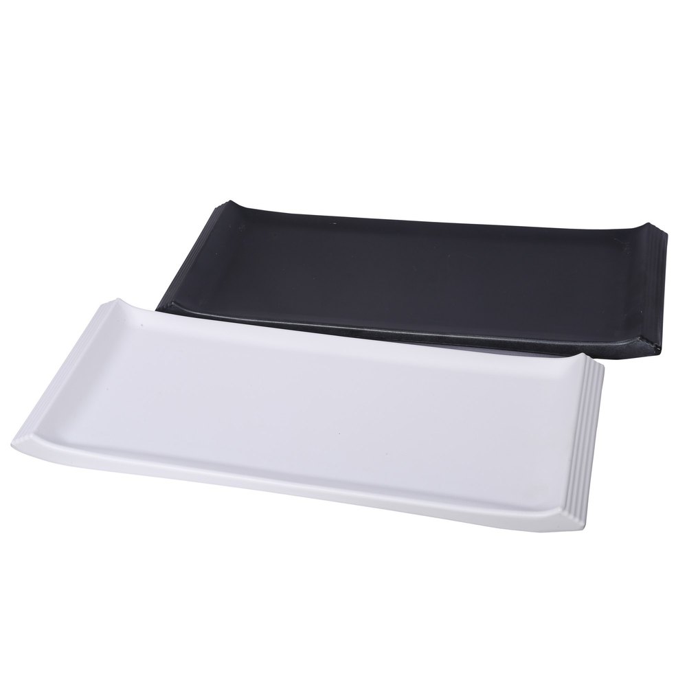 Plastic White, Black Rectangle Shape Melamine Dinner Tray, For Hotel, Size: Large