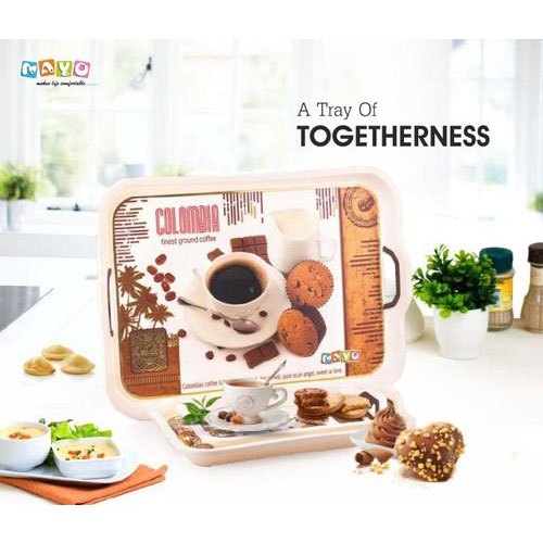 Mayo Designer Plastic Serving Tray, Shape: Rectangle