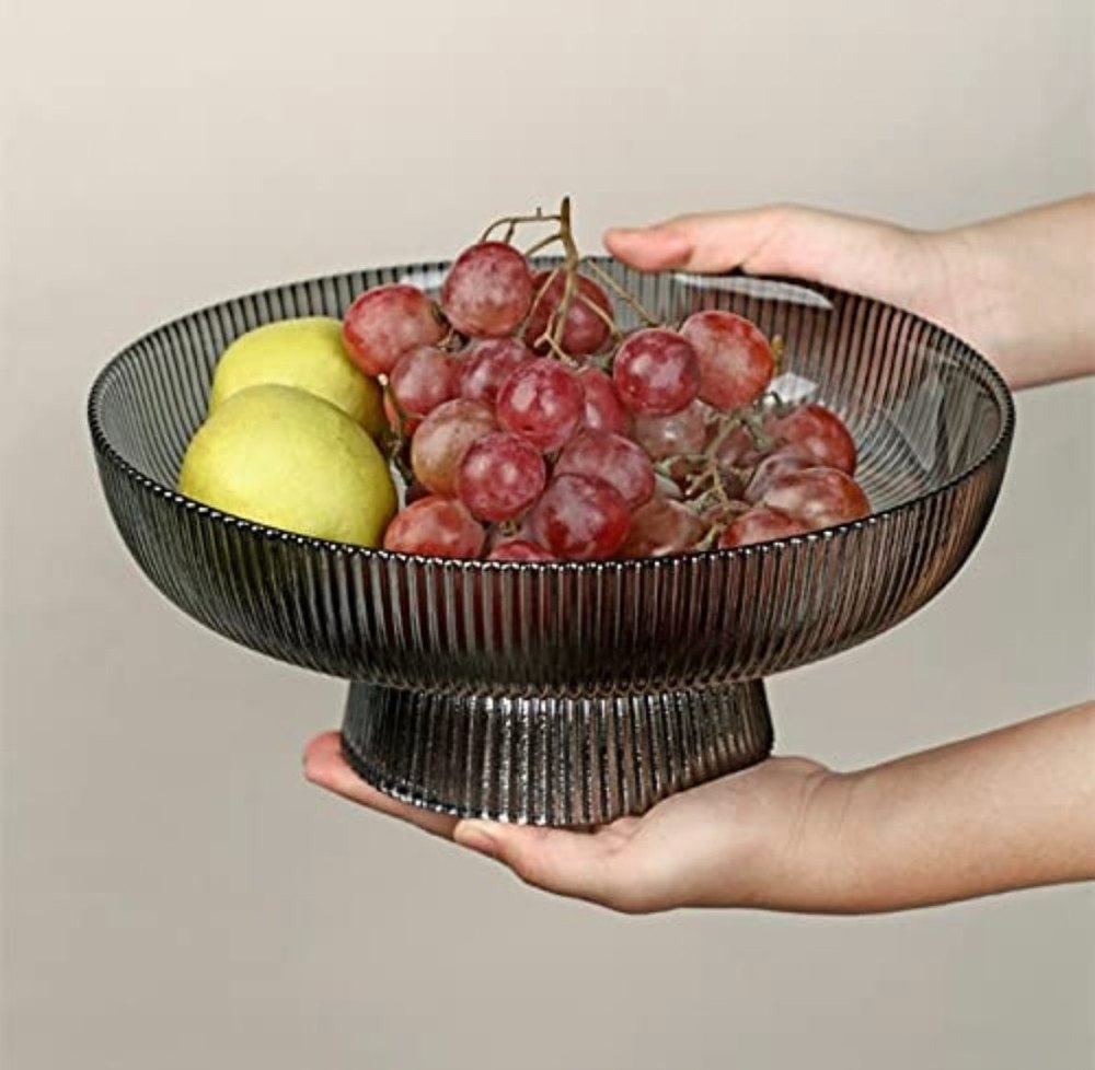 GLASS\' BROWN SNACK FRUIT PLATE, Shape: ROUND, Size: 255MM