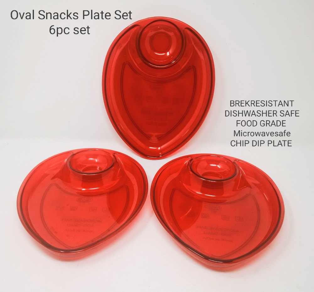 Life Plast Plain Crystal Oval Chip Dip Plate