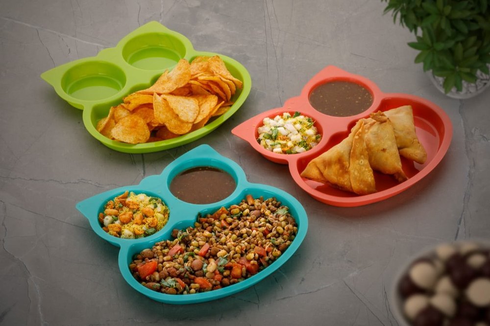 Kitch cuT Owl Shape Kids Snacks Plate(Set of 6)