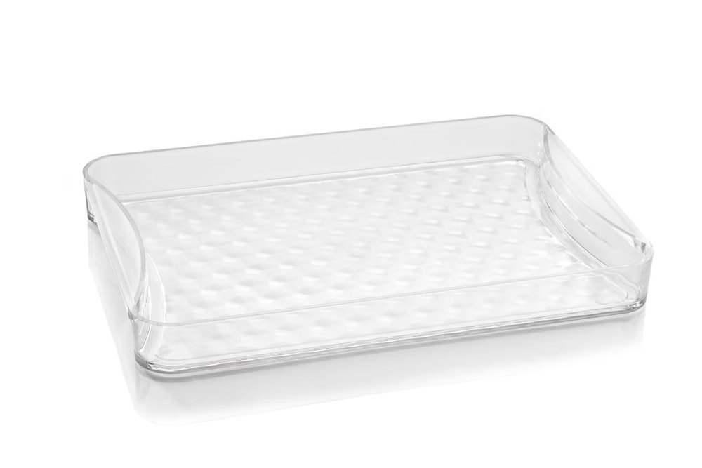 Shivalay Multipurpose Unbreakable Plastic Diamond Design Glass Serving Tray for Kitchen ( Medium)