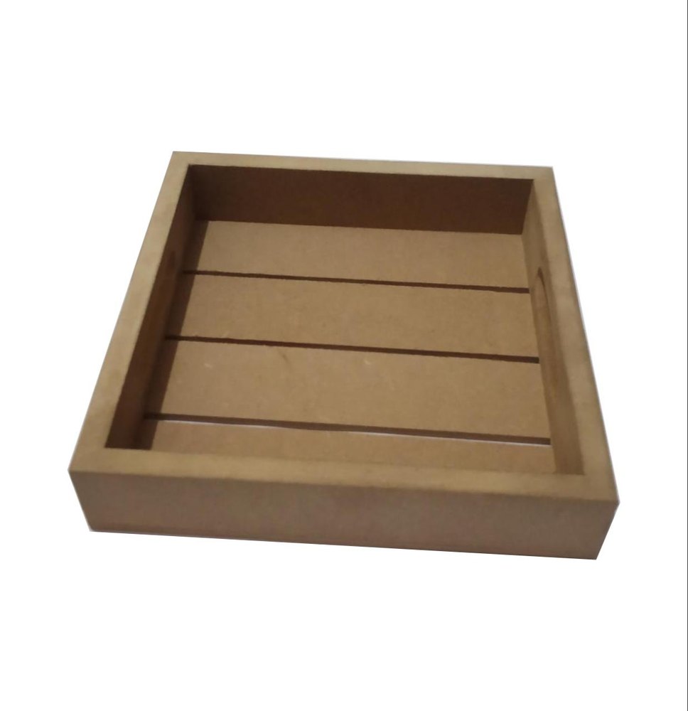 VM Handicraft Natural Mdf Serving Tray, Shape: Square, Size: 8x8x1 Inch